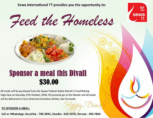Feed the Homeless - Sponsor a meal $30TTD