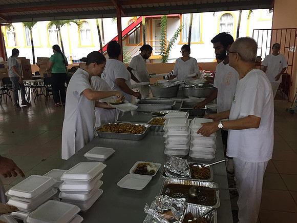 Chinmaya ashram mission Kitchen used as a Assembly point for Food Prep - Flood Relief 2018