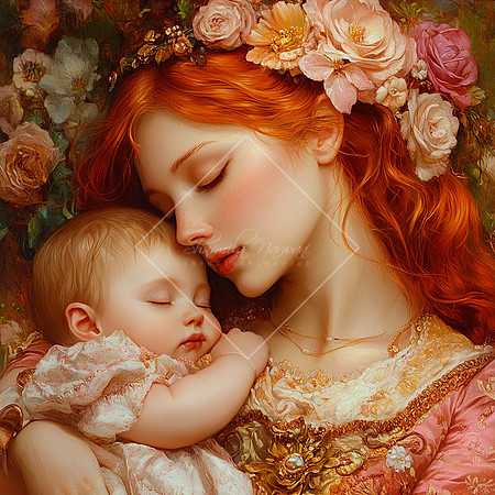 snphoto108_A_beautiful_mother_with_bright_red_hair_with_her_bab_cce5d777-cf5e-4ca2-b48b-8abca1089fb9